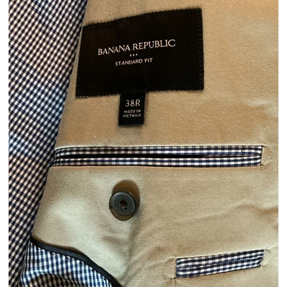Banana Republic 38R Beige Cotton Sport Coat Blazer Jacket Stretch Standard Fit